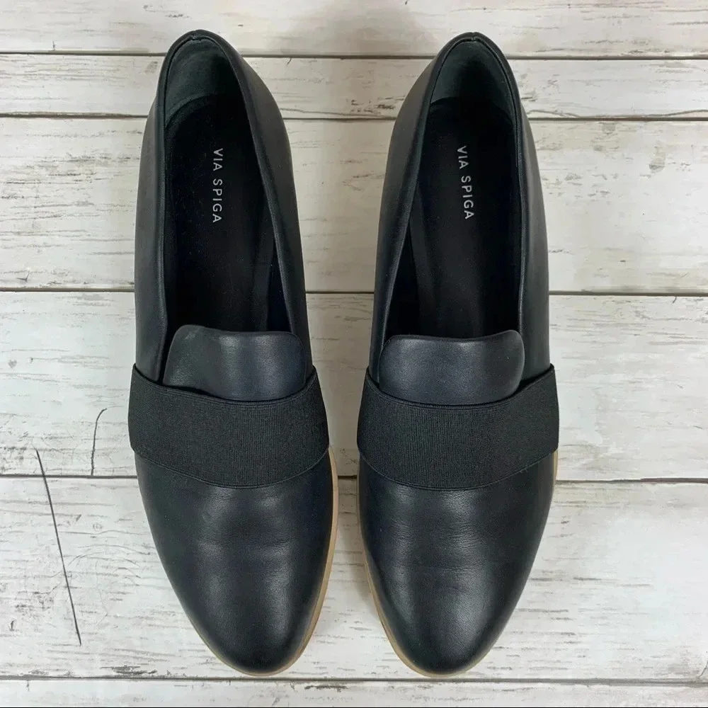Via Spiga Tyson  Black Leather Slip-On Sneaker